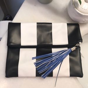 Saks Striped Fold over clutch